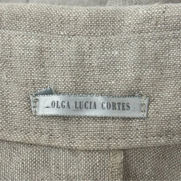 Olga Lucia Cortes Women Shirt Dress Button-Up Roll Tab Sleeve Linen Beige Size S - Picture 4 of 6